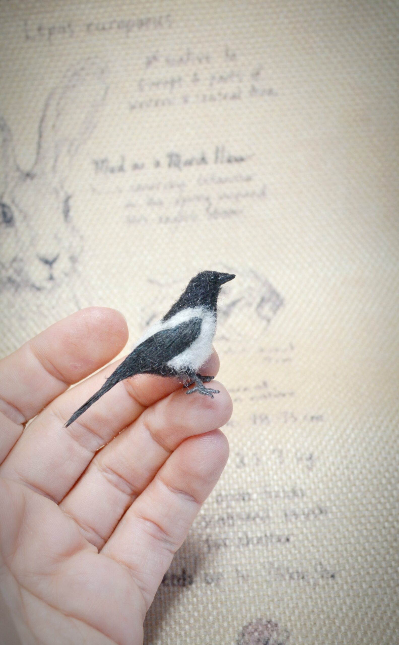 MagpieNeedle Felted Miniature – Handmade Wool Bird Figurine - Image 9