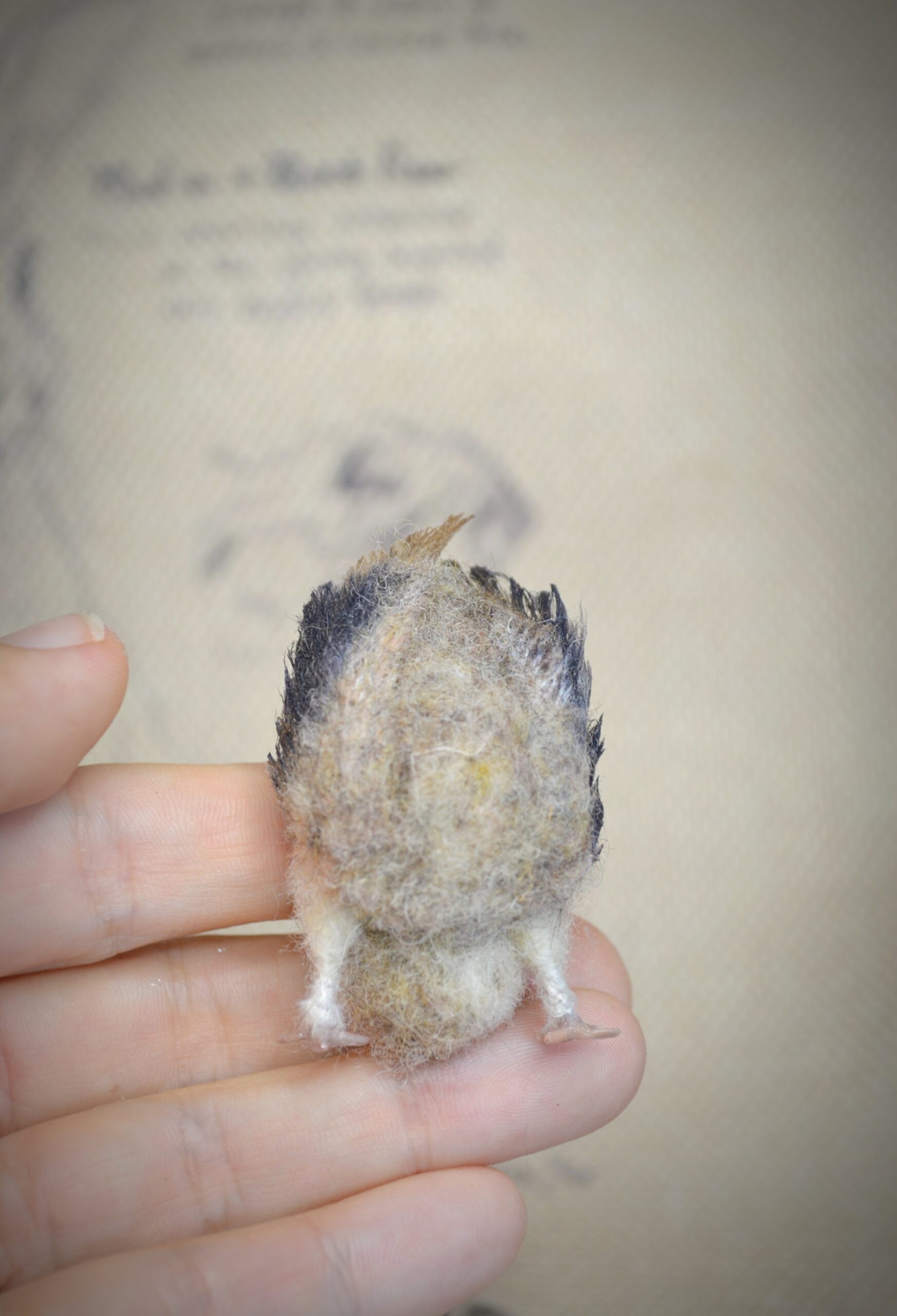Needle Felted Miniature Owl, Funny Upside Down Owl with Movable Head - Image 5