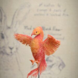 Needle Felted Phoenix Bird – Handmade Fantasy bird Miniature