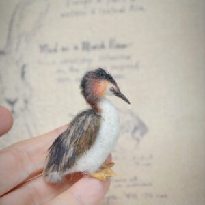 Needle Felted Grebe – Handmade Bird Miniature